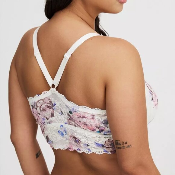 Torrid Bralette 6X (30) Lace Floral Strappy Front Lightly Lined Plus Size Bra - Picture 3 of 4